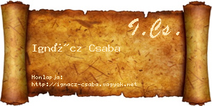 Ignácz Csaba névjegykártya